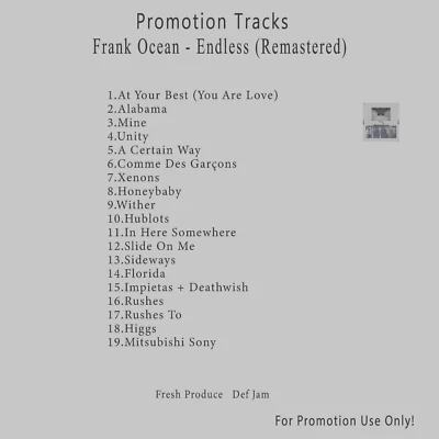 R&B/Soul.. White CD. Frank Ocean - Endless (Remastered) Foto 1 de 2