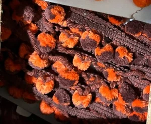 3/4” Orange /Brown Ball tassel fringe Vintage trim 3 yards - Picture 1 of 1