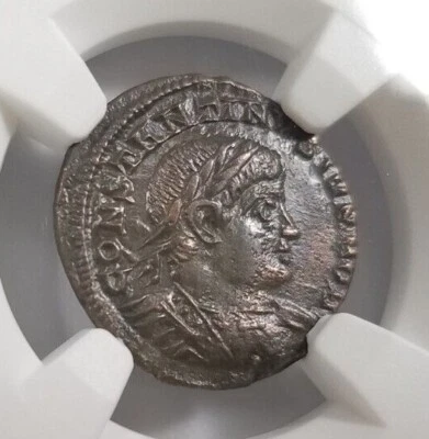 Constantine II Roman Empire BI Nummus AE3/4 NGC XF Ancient Epfig Hoard Pedigree - Image 1 of 4