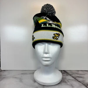 LL Bean x Peanuts Winter Pom Pom Hat Beanie Snoopy Woodstock Black Green OSFA - Picture 1 of 7