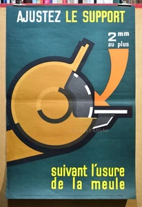 PASSEN SIE DEN HALTER AN, Präventionsplakat Le Guillerm 1971, Lithographie INRS - Bild 1 von 3