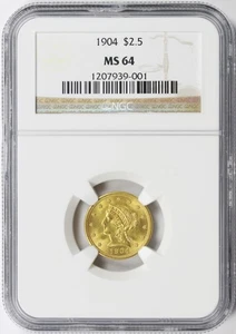 1904 $2.5 Liberty Gold Quarter Eagle NGC MS64 - Picture 1 of 4