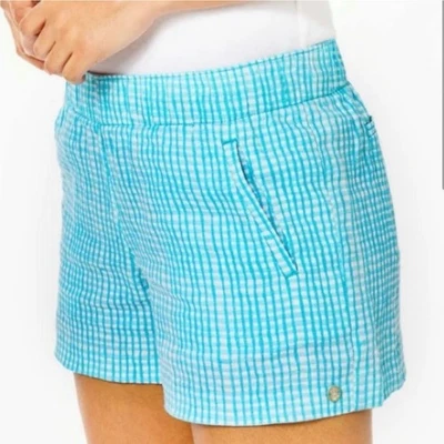 Pantalones Cortos Lilly Pulitzer Lilo de Lino en Azul Seabreeze a lo largo de la misma línea Medianos Foto 1 de 4
