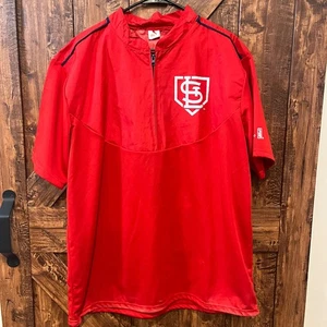 St. Louis Cardinals MLB Pullover Short Sleeve Jacket Mens XL Red 1/4 zip nylon - Picture 1 of 5