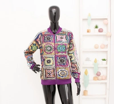 Adidas Farm Rio Crochita Chaqueta Cremallera Floral Forrada Pista Bombardero Mujer 40 UK14 Foto 1 de 4