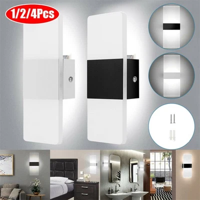 1-4 Piezas Moderno LED Iluminación de Pared Arriba Abajo Cubo Dormitorio Aplique Lámpara Accesorio Interior Foto 1 de 4