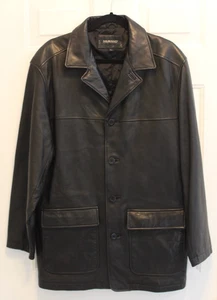 Murano 100% echtes Lammleder Leder schwarz Jacke Herren Größe L 4-Knopf - Bild 1 von 17