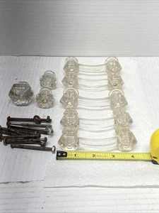 Vintage Glas Vitrine Griffe Möbel Schubladengriffe/Knöpfe Top Zustand - Bild 1 von 10