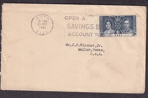Fidschi Sep 1941 WWII Brief Südseeinseln Korrespondence Club Suva nach USA - Bild 1 von 2
