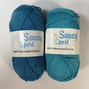 Reynolds Saucy Sport TEAL TURQUOISE Mercerized Cotton Yarn 2 Skeins Discontinued - Picture 1 of 5