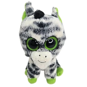 Juguete de peluche Ty Zig Zag Zebra Beanie Boo ojos verdes lisos zoológico 6" - Imagen 1 de 5