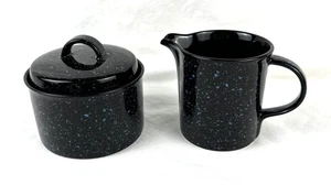 Mikasa Ultrastone Milchkännchen & Zuckerdose/Deckel Schwarz Granit CU401 Japan, Kostenloser Versand - Bild 1 von 19