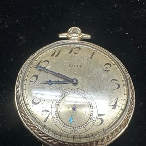 Elgin Streamline 14K Gold Filled 1925 17 Jewel Open Face Pocket Watch **WORKS** - Picture 1 of 11