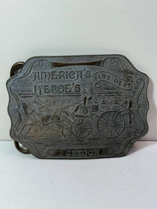 AMERICA'S HEROE'S FIRE DEPT OREGON TIFFANY NY VINTAGE BRASS BELT BUCKLE. - Picture 1 of 6