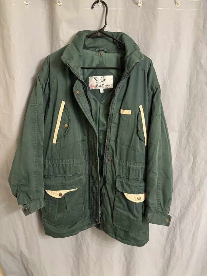 Chaqueta de invierno Triple Fat Goose vintage verde para hombre talla pequeña Foto 1 de 4