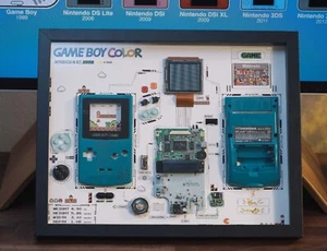 Disassembled Gameboy Color Frame, Disassemble Game Art, GBC Teardown, Frame Wall - Picture 1 of 7