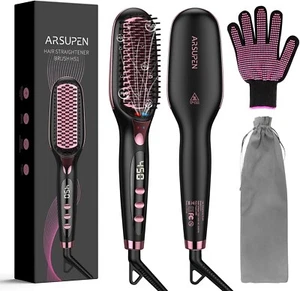 Hair Straightener Brush, Hair Straightener Comb with Anti-Scald & Auto Temperatu - Picture 1 of 4