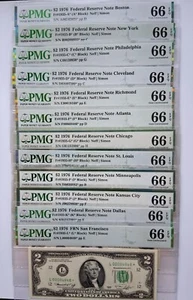 1976 $2 STAR Notes - Set of all (12) Fed. Res. Banks (A thru L) 66 EPQ Gem Unc. - Picture 1 of 6