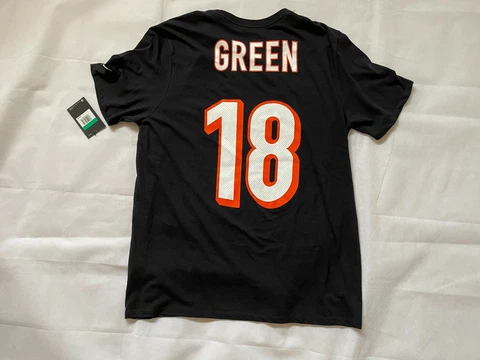 Nike Mens Cotton Cincinnati Bengals #18 Short Sleeve AR1774-013 L XL Green Black Cover