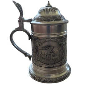 BMF ZINN German Pewter Vintage Beer Stein Wildlife Scenes - Picture 1 of 7