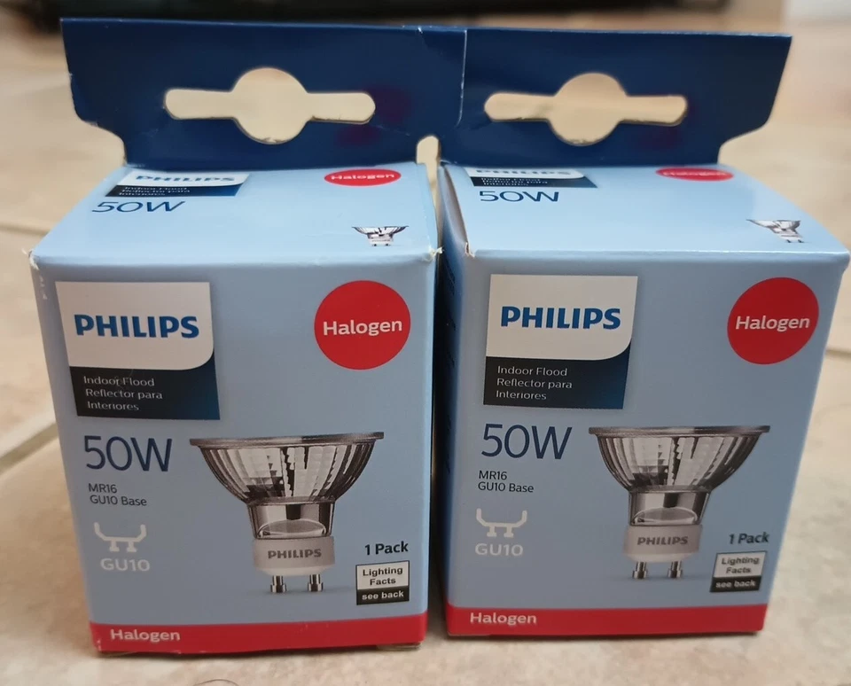 Philips Indoor Flood 50-Watt MR16 120-Volt Light Bulb, GU10 Base 2 Pack NIB - Image 1 of 1