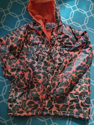 American Clearwater PVC/Nylon Hooded Rainwear Waterproof Insulated Sz M - Image 1 of 4