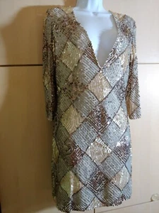Scala Beeta Grover Vintage Sequin Dress Silk - Picture 1 of 18