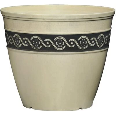 Classic Home and Garden Corinthian Resin Flower Pot Planter, Concrete Grey, 8" - Image 1 of 4