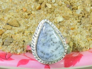 Natural Dendrite Opal 925 Sterling Silver Pear Handmade Ring Gift US-8.25 - Picture 1 of 10