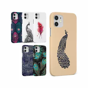 CASE FOR IPHONE 16 16E 15 14 12 12 SE 8 PRO MAX HARD PHONE COVER PEACOCK FEATHER - Picture 1 of 8
