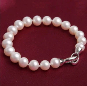 Pulsera de perlas redondas Natura 9-10 mm AAAA Mar del Sur 7,5-8" AAA - Imagen 1 de 1