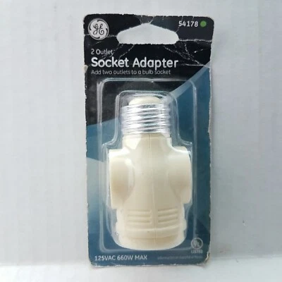 GE 54178 2 Outlet Socket Adapter - Adds 2 Outlets To A Bulb Socket - Image 1 of 4