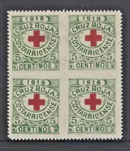COSTA RICA RED CROSS, CRUZ ROJA COSTARRICENSE BLOCK of 4 MH NG 1918 - Picture 1 of 1