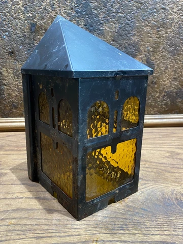 Vintage Mission Amber Cottage Porch Sconce / Antique Outside Wall Light Fixture Cover