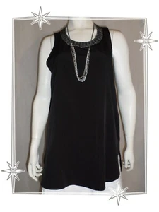 @ - Haut Tunique Noire Fluide Gris Chiné Créa Concept Taille 42 - Picture 1 of 9