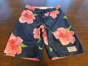 Aeropostale Mens Size 31 Swim Board Shorts Blue and Pink Floral Hawaiian Comfort - Picture 1 of 7