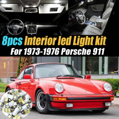 Kit de bombillas LED interiores de coche súper blancas de 8 piezas para Porsche 911 1973-1976 Foto 1 de 4