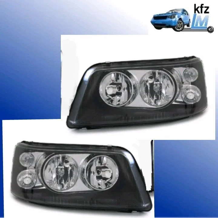 Design Scheinwerfer Set schwarz H7+H1 für VW T5 05-09 MIT MOTOR neu - Bild 1 von 1