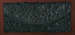 1960s BLACK BEADED EVENING BAG (D516) 9" X 4" - Picture 1 of 4