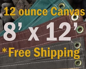 8 piedi x 12 piedi 12 oz. Tela di cotone teloni traspiranti resistenti all'acqua - Foto 1 di 4