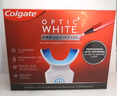JUEGO BLANQUEAMIENTO DENTAL LUZ DISPOSITIVO LED COLGATE OPTIC WHITE SERIE PRO EXP:2026 Foto 1 de 4