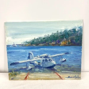 Original Kunstwerk Studie 8”x10” Öl auf Leinwand Tafel Seeflugzeug Tadeusz Seidel - Bild 1 von 2