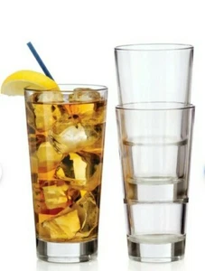 VINTAGE Libbey Stackable Drinking Glass Tumblers ENDEAVOR Pattern Set of 4 U.S.A - Picture 1 of 12