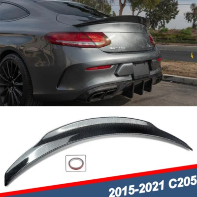 Carbon Style Rear Spoiler Trunk Wing For 2015-21 Mercedes C205 C43 C63 Coupe Foto 1 de 4