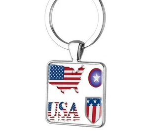 Llavero Bandera de Estados Unidos Águila Metal Símbolo de América Llavero Dije Estatua Aro Lazo - Imagen 1 de 12