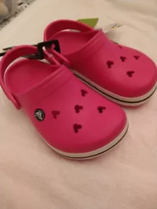 Mickey Mouse CROCS Kids Clogs Size J2 - Hot Pink BRAND NEW NWT Discontinued Rare - Picture 1 of 4