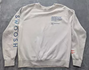 Nike NSW Swoosh Crewneck Sweatshirt Men's Medium Ivory Blue SBB Double Check EUC - Picture 1 of 9