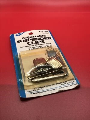 EZ USA Vintage Adjustable Suspender Clips 1 1/2” Nickel 2 Pack NIP mk - Image 1 of 4