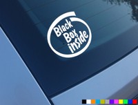 BLACK BOX INSIDE FUNNY CAR STICKER DECAL YOUNG DRIVER BUMPER WINDOW VINYL 