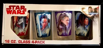 *NOVO NA CAIXA* Conjunto de óculos Disney Star Wars 16 oz - 4 peças Leia, Rey, Phasma e Rosa. - Imagem 1 de 4